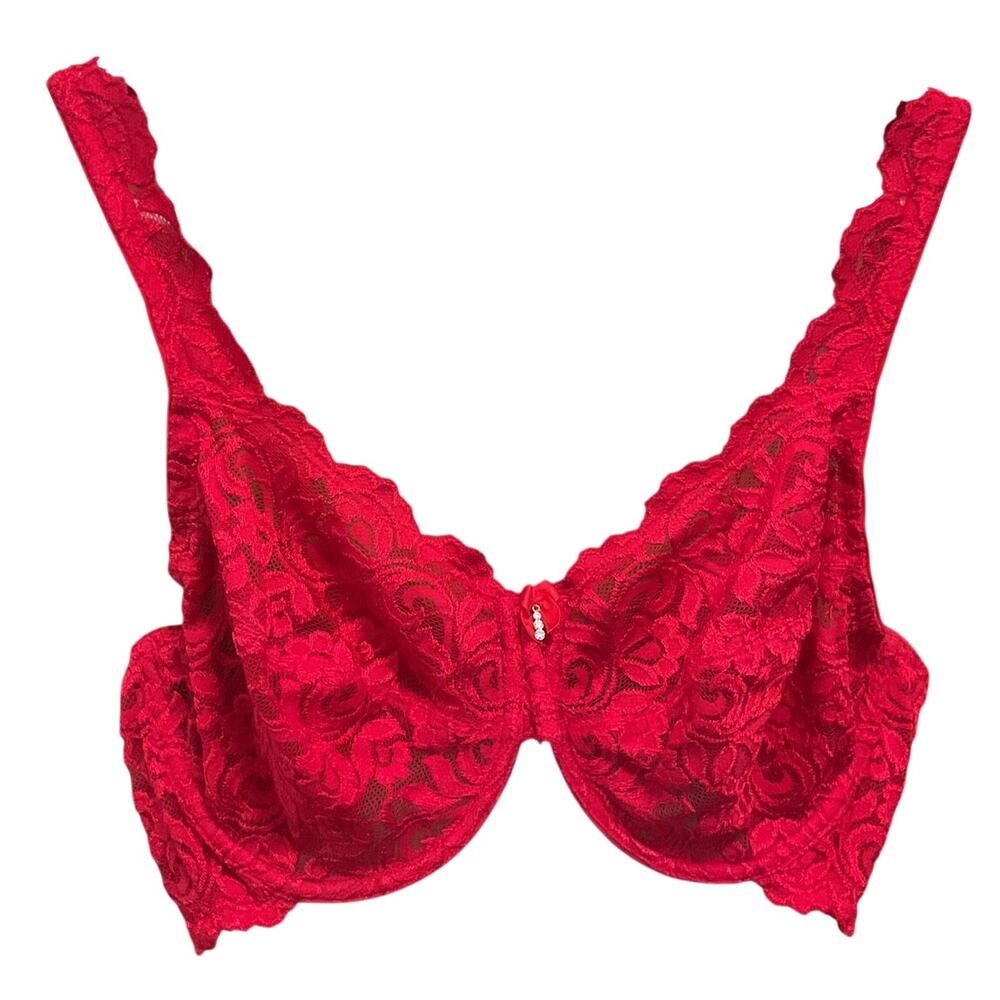 NEW Smart & Sexy Red Lace Unlined Underwire Bra Womens 40C